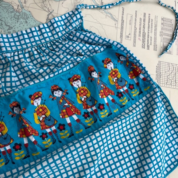 Vintage 60s Scottish Piper & Highland Dancer Half Apron - Picture 3 of 5
